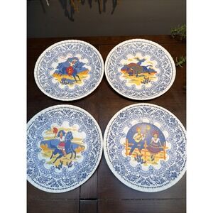 Western Style Melamine Plates Cowboy / Girl/ Bull/ Horse Set Of 4 , 7.5"